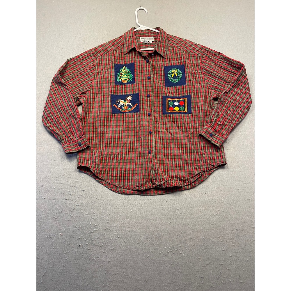 Westbound Button Down Shirt 100% Cotton Red Plaid Christmas Size 16 Womens